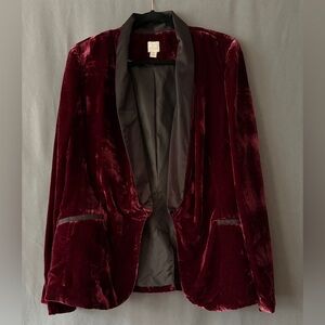Lauren Conrad Burgundy Velvet Blazer Jacket size 16